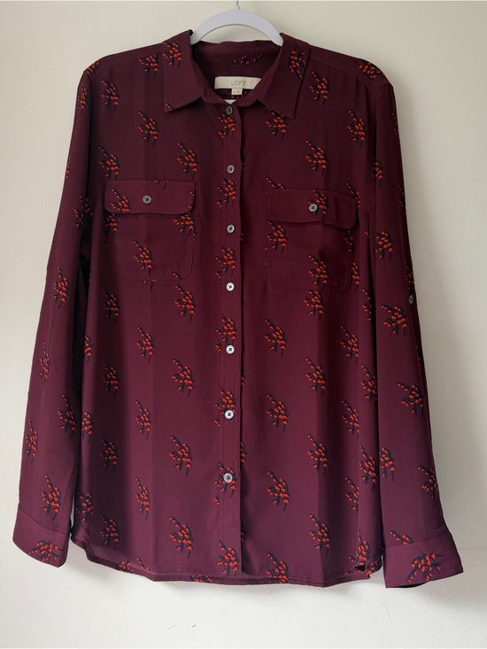 LOFT Tops - LOFT XL Burgundy Button-Down Shirt